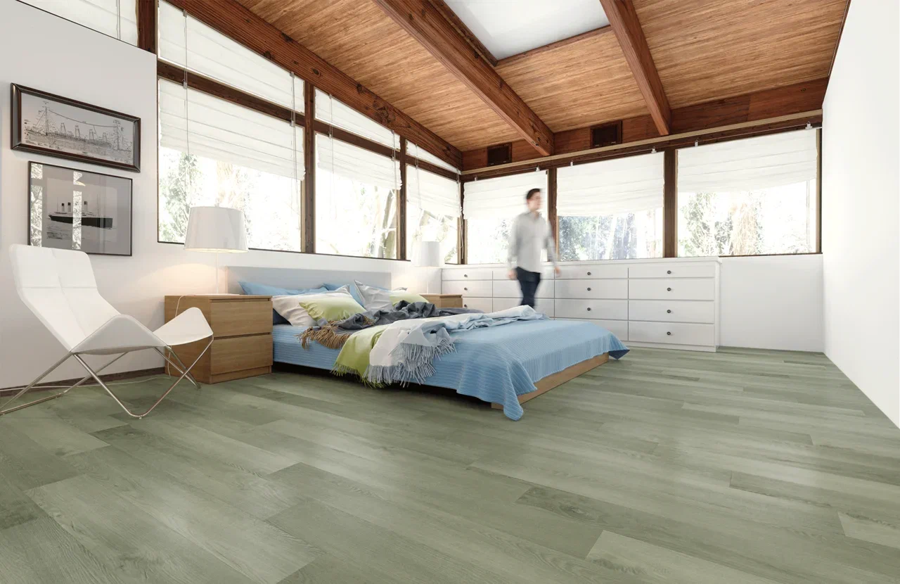 Кварцвиниловый SPC ламинат Home Expert Natural Дуб Лесной дождь 2179-09 1220×150×3,5 фото в интерьере